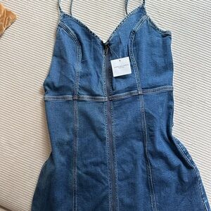 American Eagle Outfitters Blue Denim Zip Dress